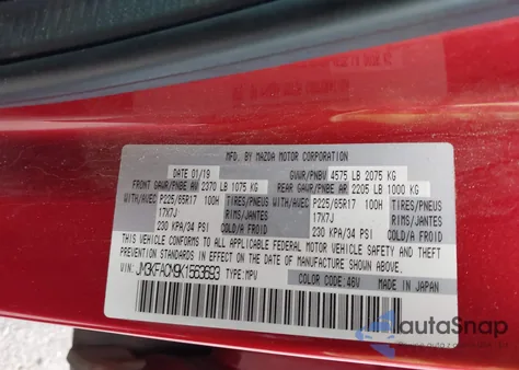 2019 Mazda Cx-5 Touring from USA, damaged, VIN JM3KFACM9K1563693